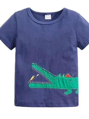 Clean Toothed Crocodile Short Sleeve T-Shirt - Dark Blue