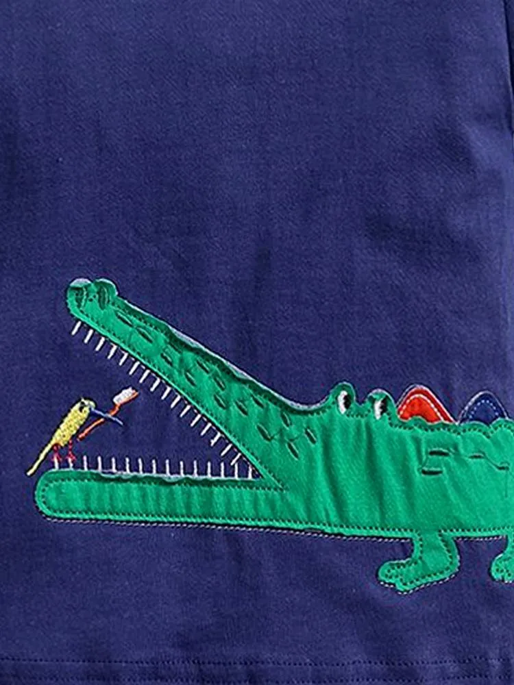 Clean Toothed Crocodile Short Sleeve T-Shirt - Dark Blue