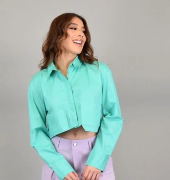 Cropped Button Front Shirt