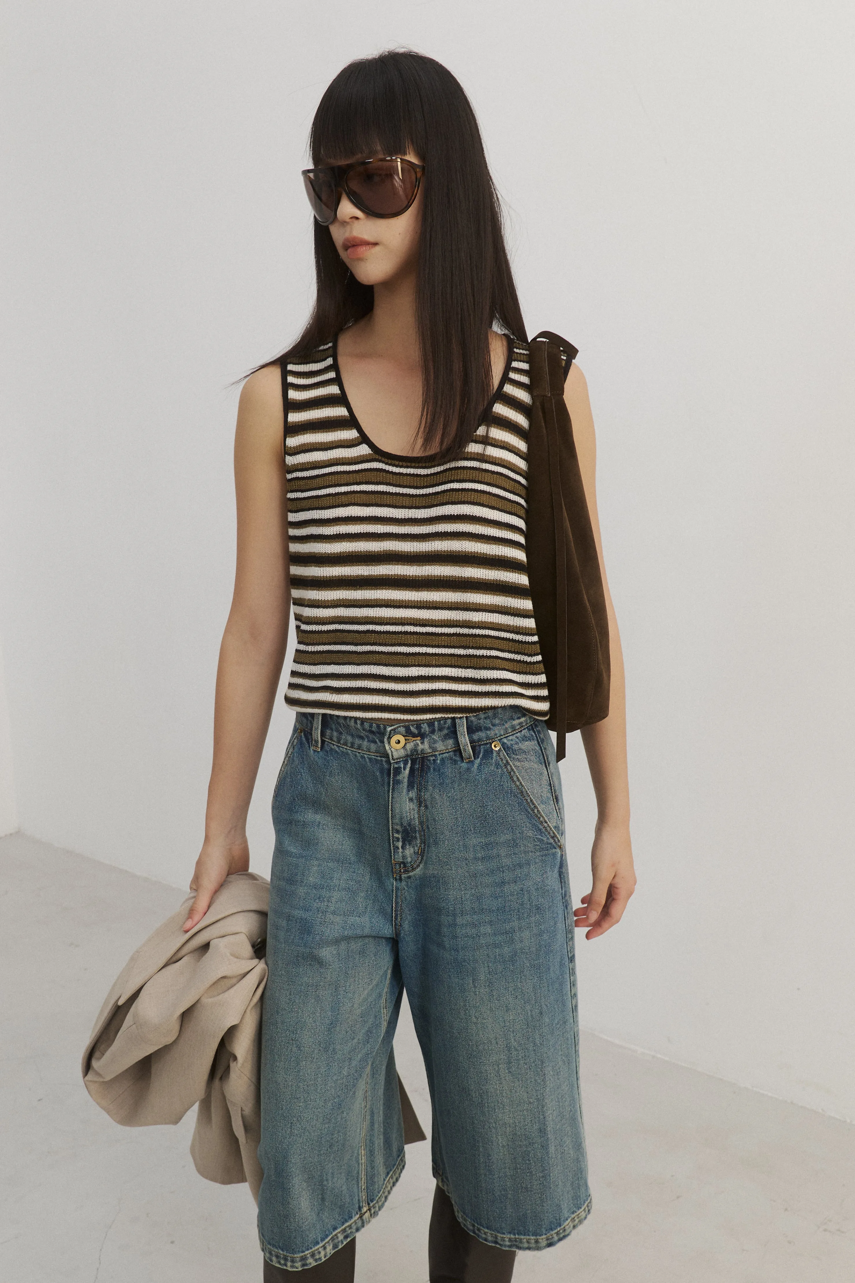 Cropped Denim Pants