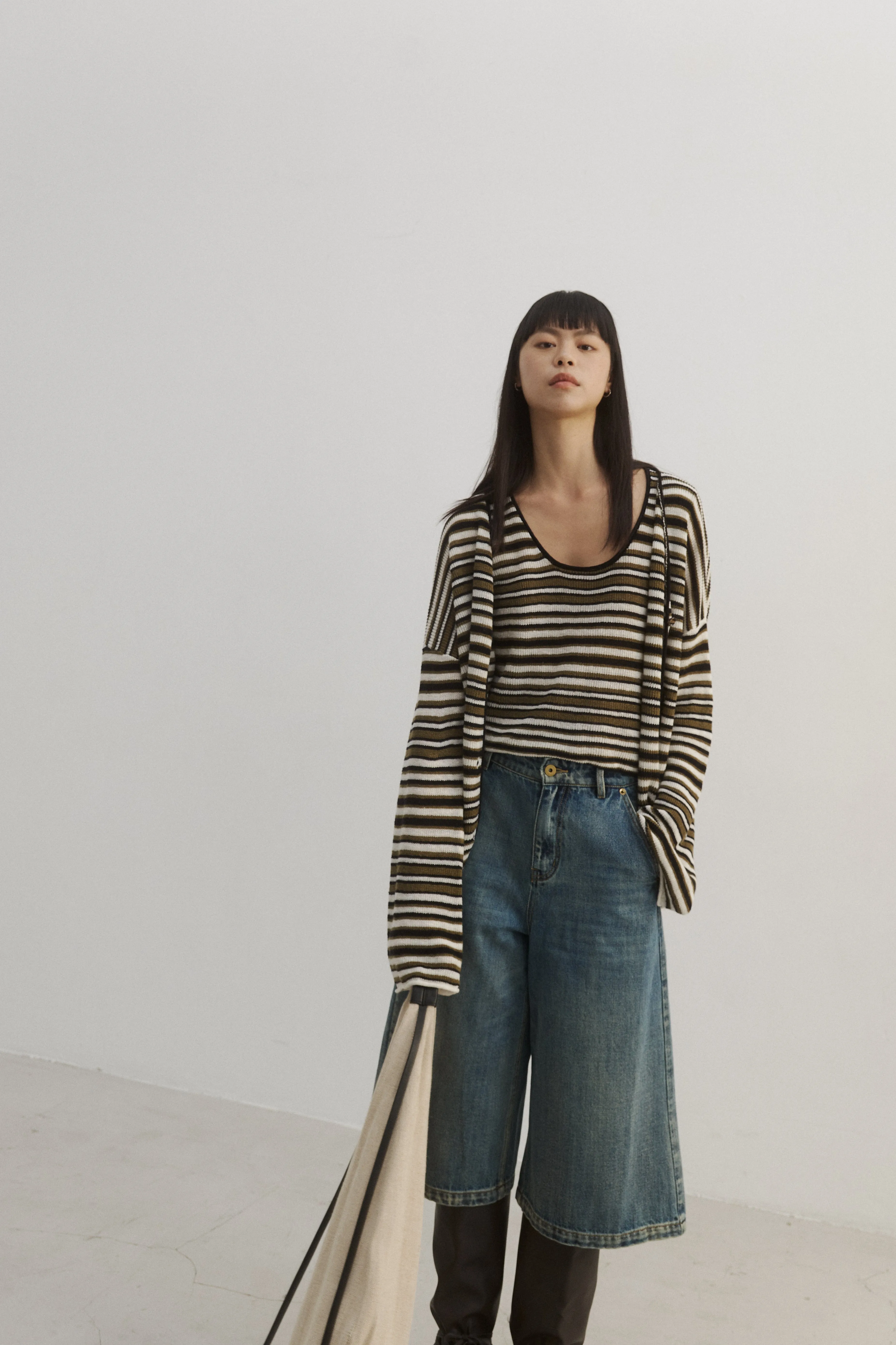 Cropped Denim Pants