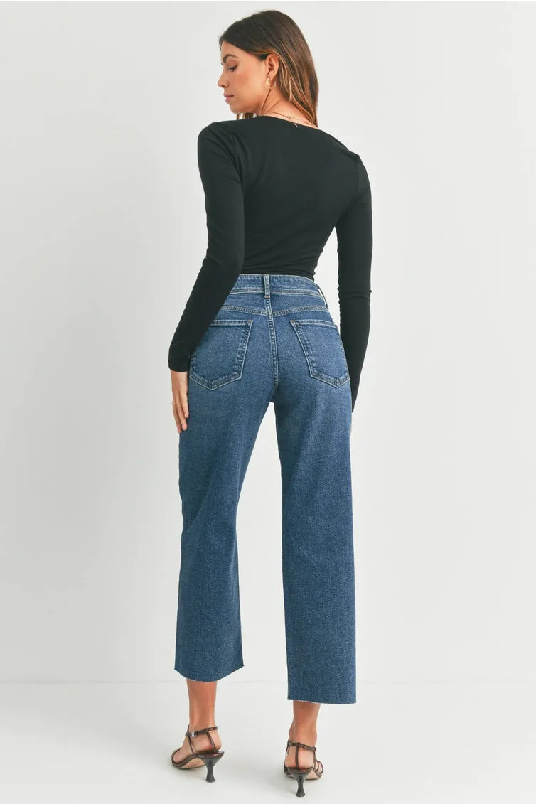 Dark Denim HR Utility Wide Leg Jeans