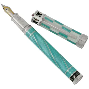 David Oscarson Sterling Silver and Enamel Jacques de Molay Mint Green and White Fountain Pen #4 of 13