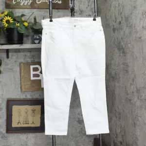 Denim & Co. Womens Distressed Classic Denim Ankle Jeans A304477-Petite White 14P