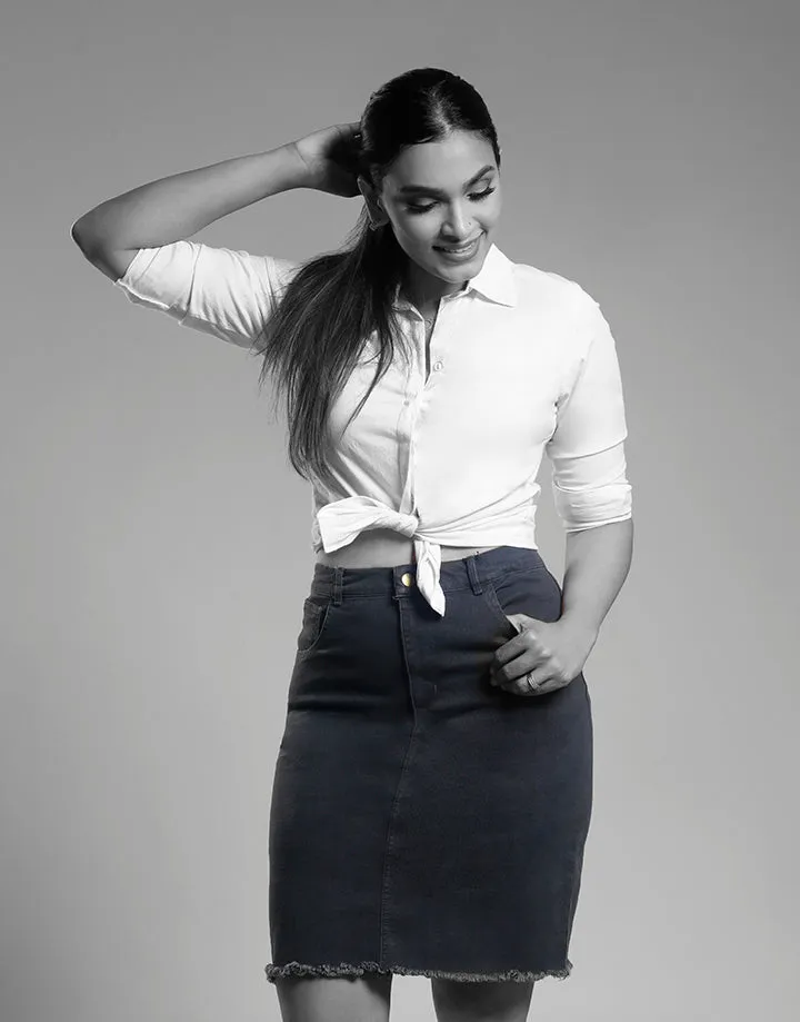 Denim Raw Hem Skirt