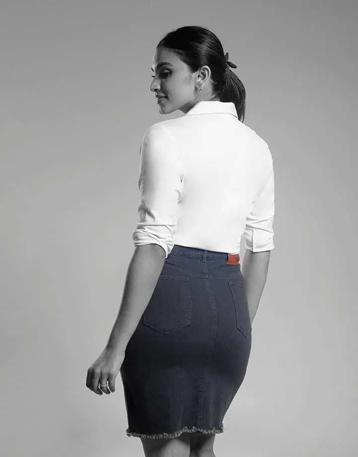 Denim Raw Hem Skirt