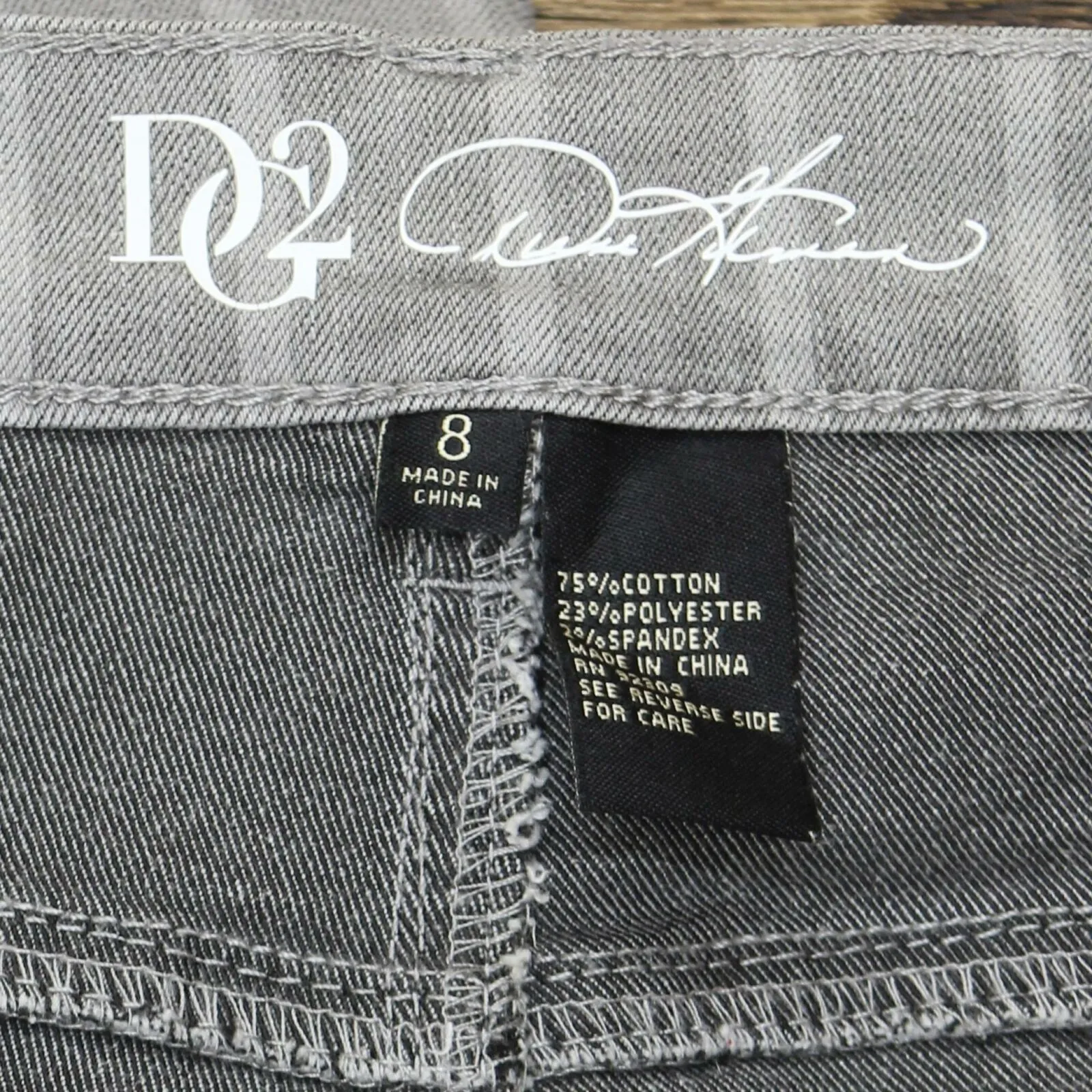 DG2 by Diane Gilman Embroidered Jeans with Bead Fringe Light Gray 8