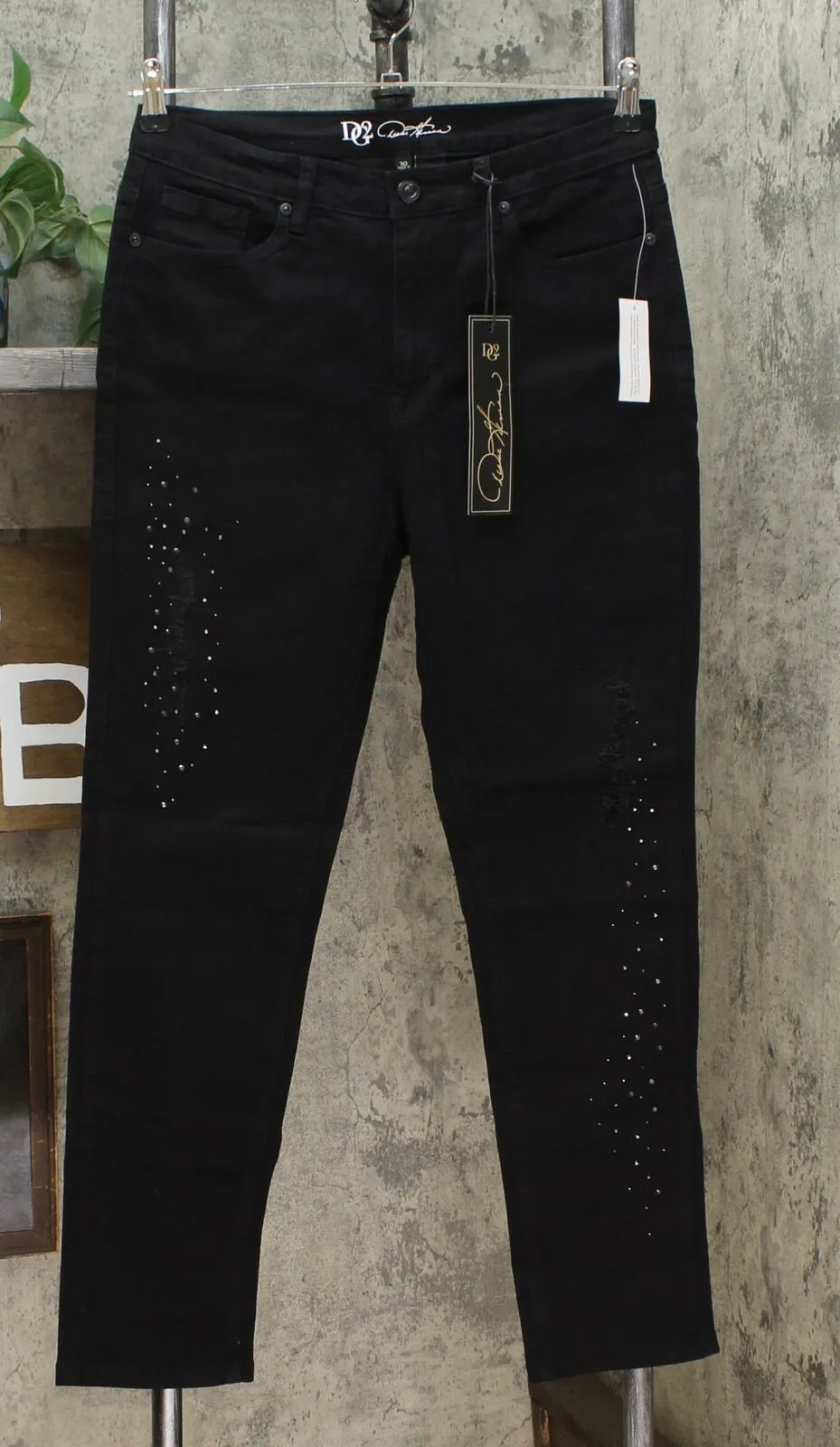 DG2 by Diane Gilman Women's Destructed Multi Stone Skinny Jeans