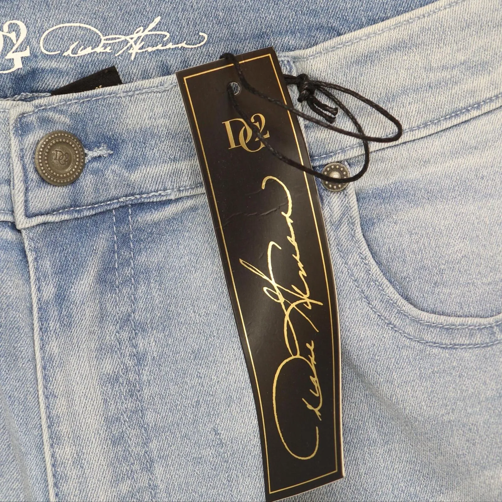 DG2 Womens Classic Stretch Artwork Printed Jean Chambray Paisley Spot Blue 16