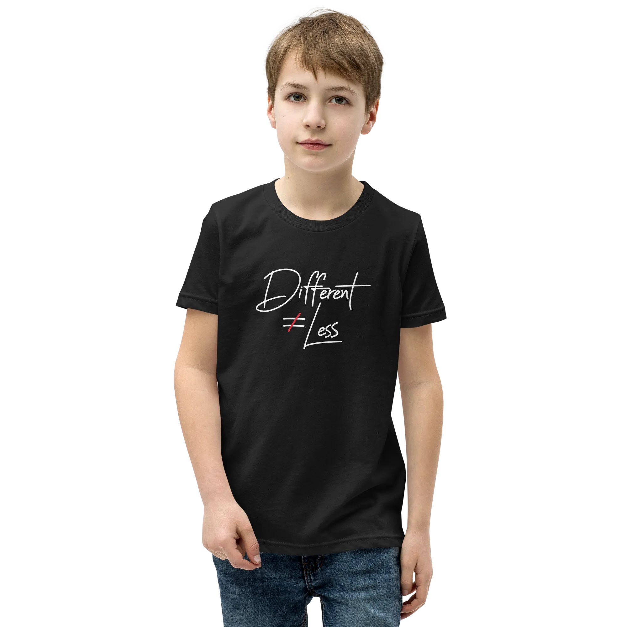 Different Does Not Equal Less (Original Clean Design) Youth Dark Color T-Shirts