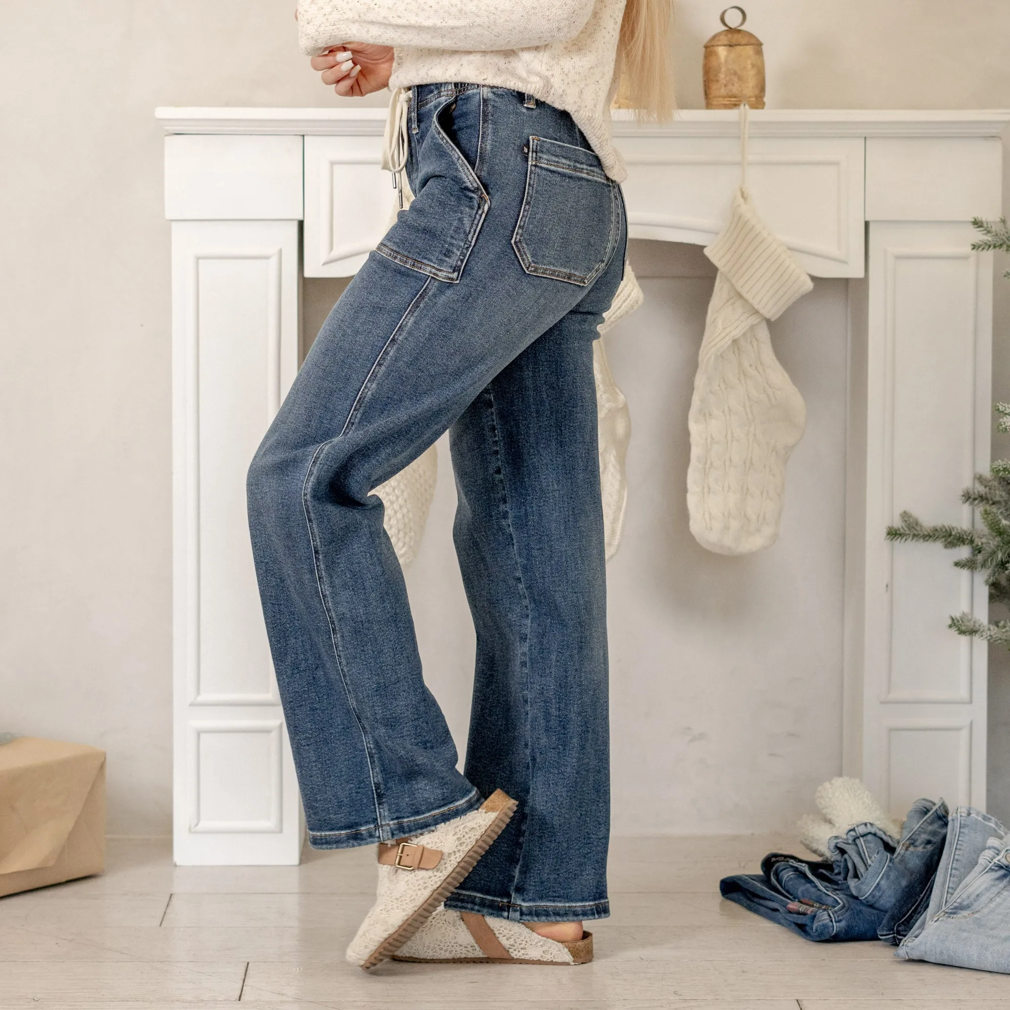 Drawstring High Rise Wide Leg Regular & Plus Sizes