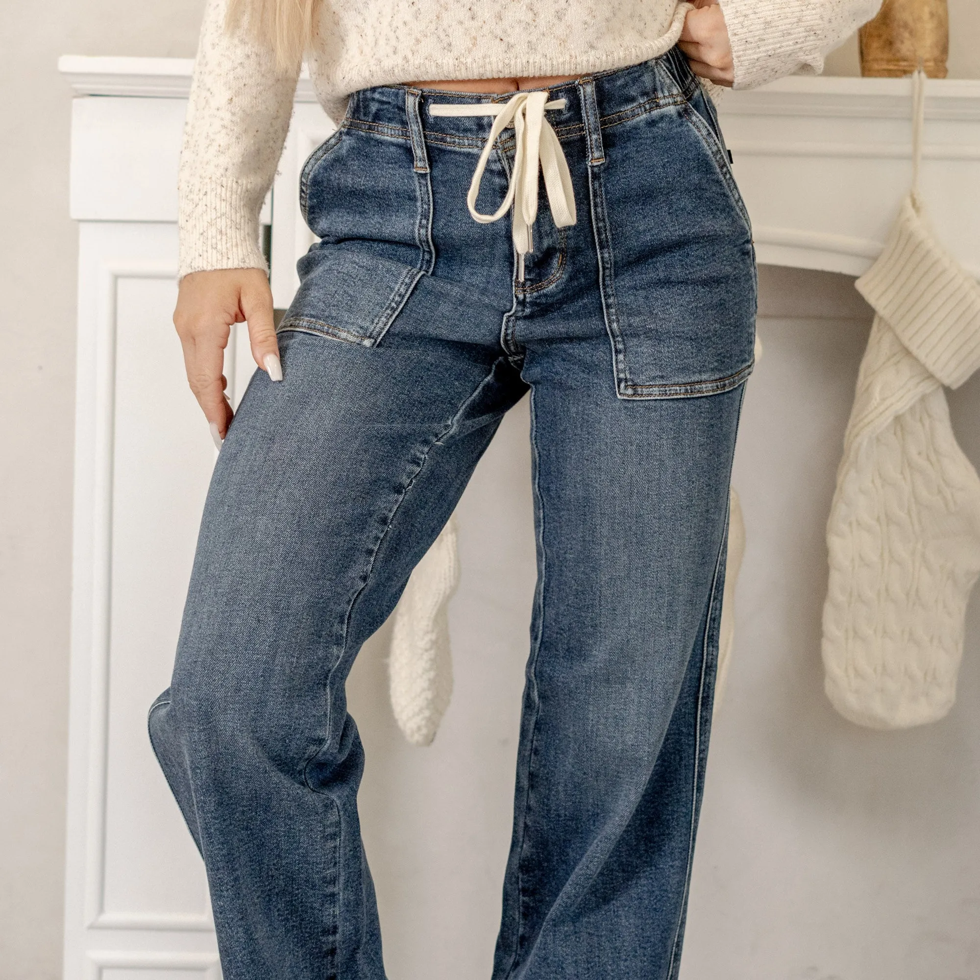 Drawstring High Rise Wide Leg Regular & Plus Sizes