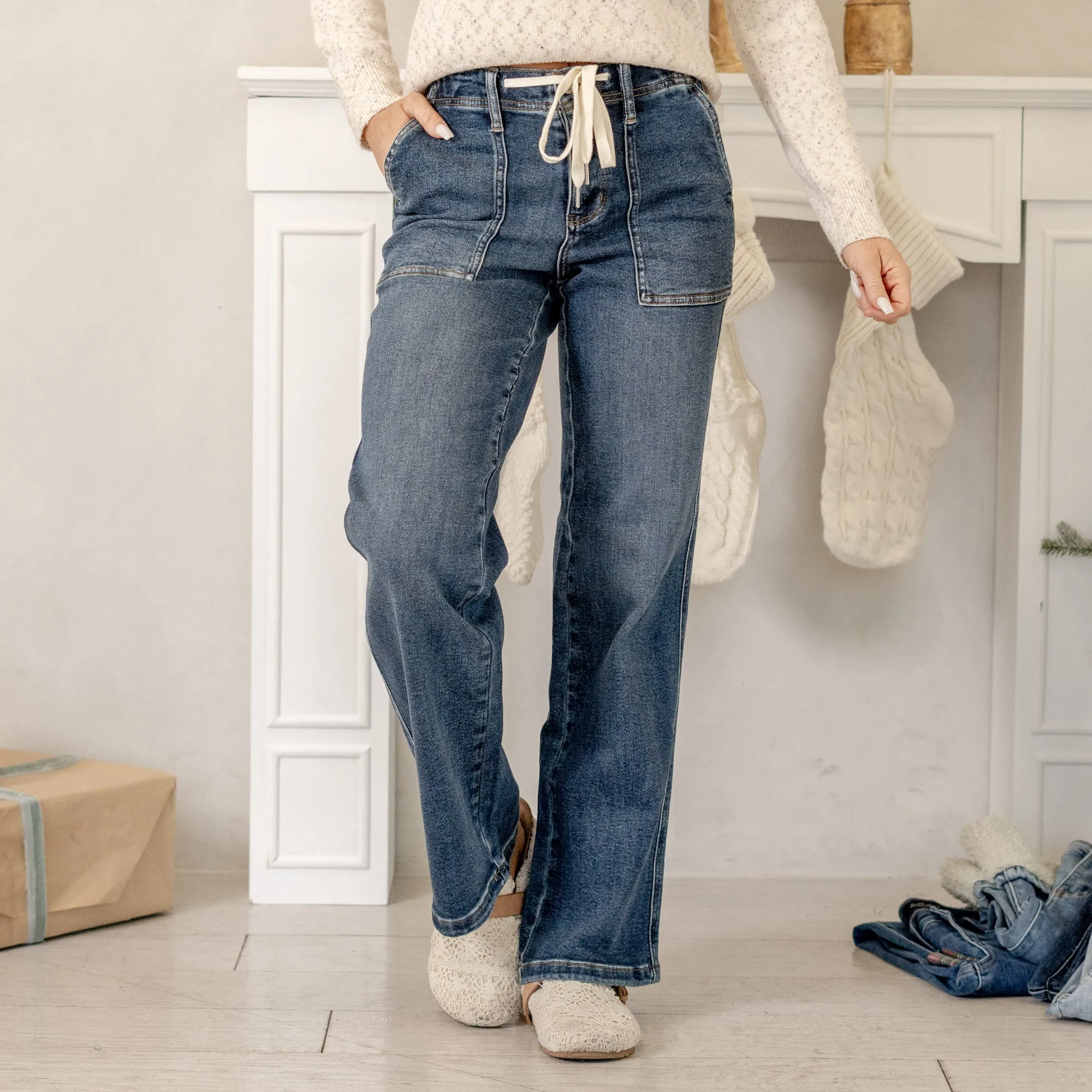 Drawstring High Rise Wide Leg Regular & Plus Sizes