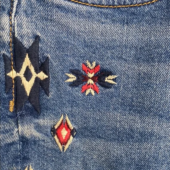 Driftwood Gizelle Boho Classic Fit High Waist Embroidered Ankle Jeans  Size 30