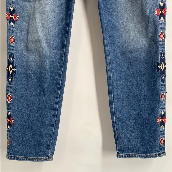 Driftwood Gizelle Boho Classic Fit High Waist Embroidered Ankle Jeans  Size 30