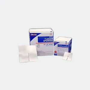 Dukal 8746 T-Drain Sponge, 4" x 4", Sterile