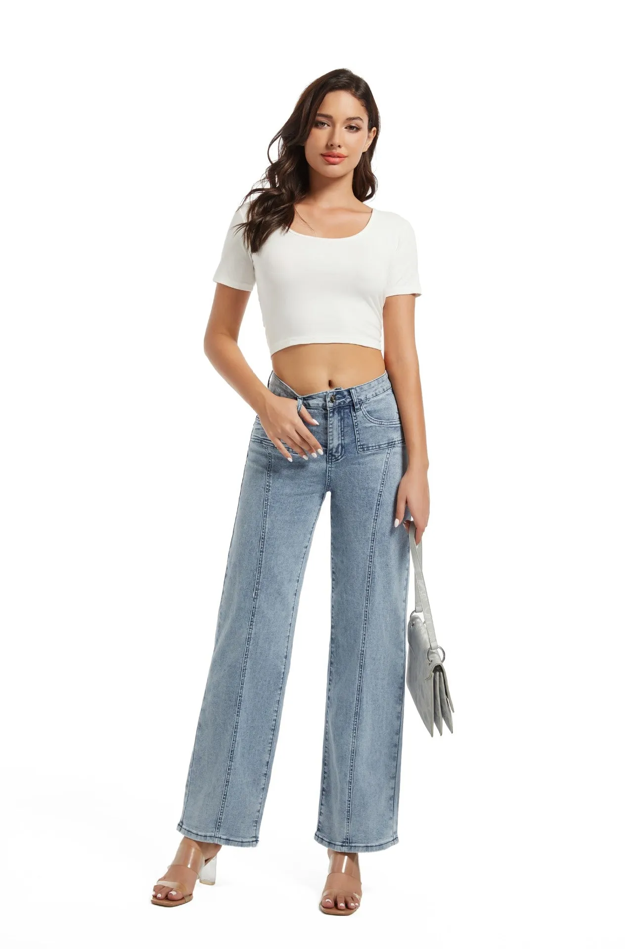 Effortless Vintage-Inspired Wide-Leg High Rise Straight Jeans