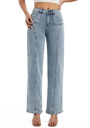 Effortless Vintage-Inspired Wide-Leg High Rise Straight Jeans