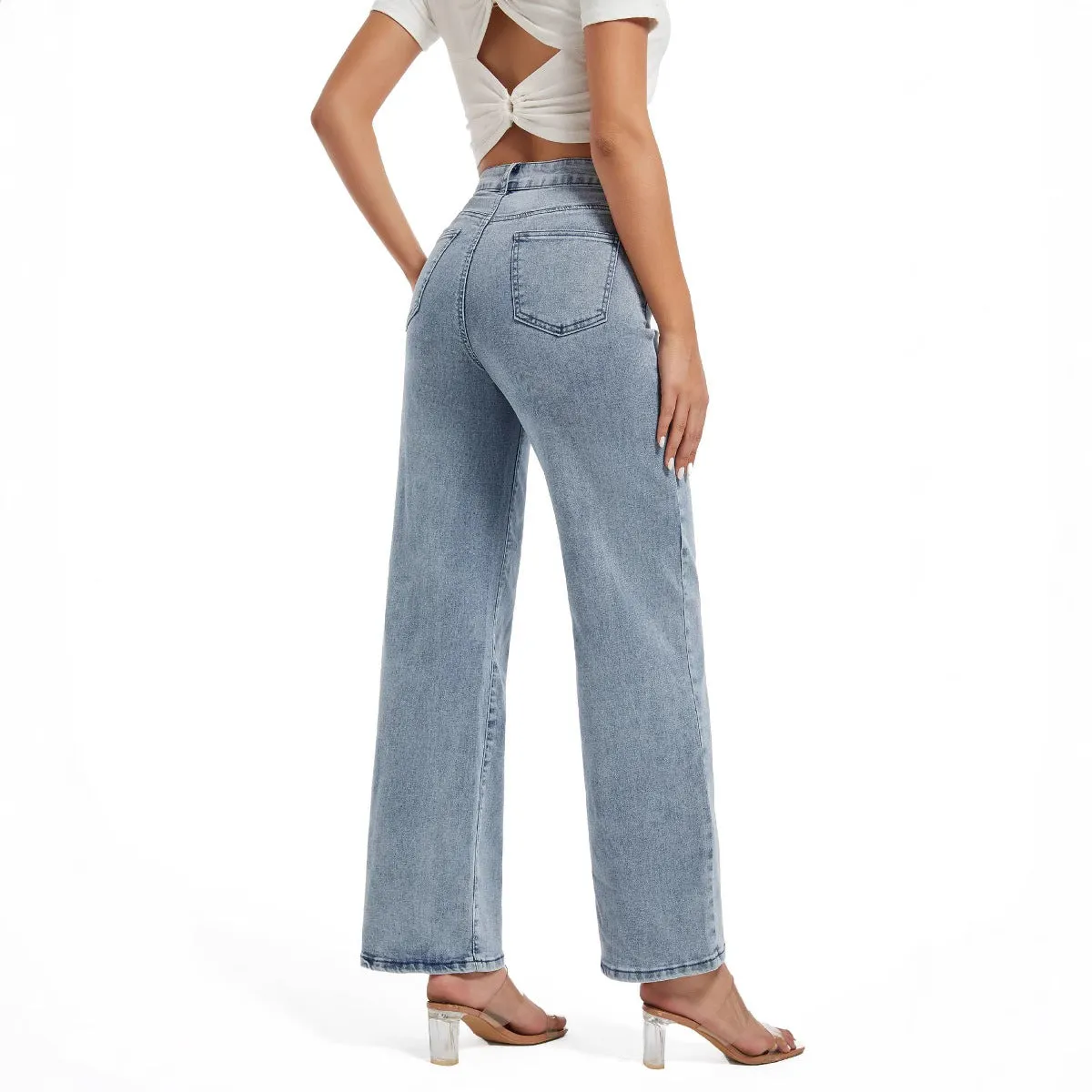 Effortless Vintage-Inspired Wide-Leg High Rise Straight Jeans