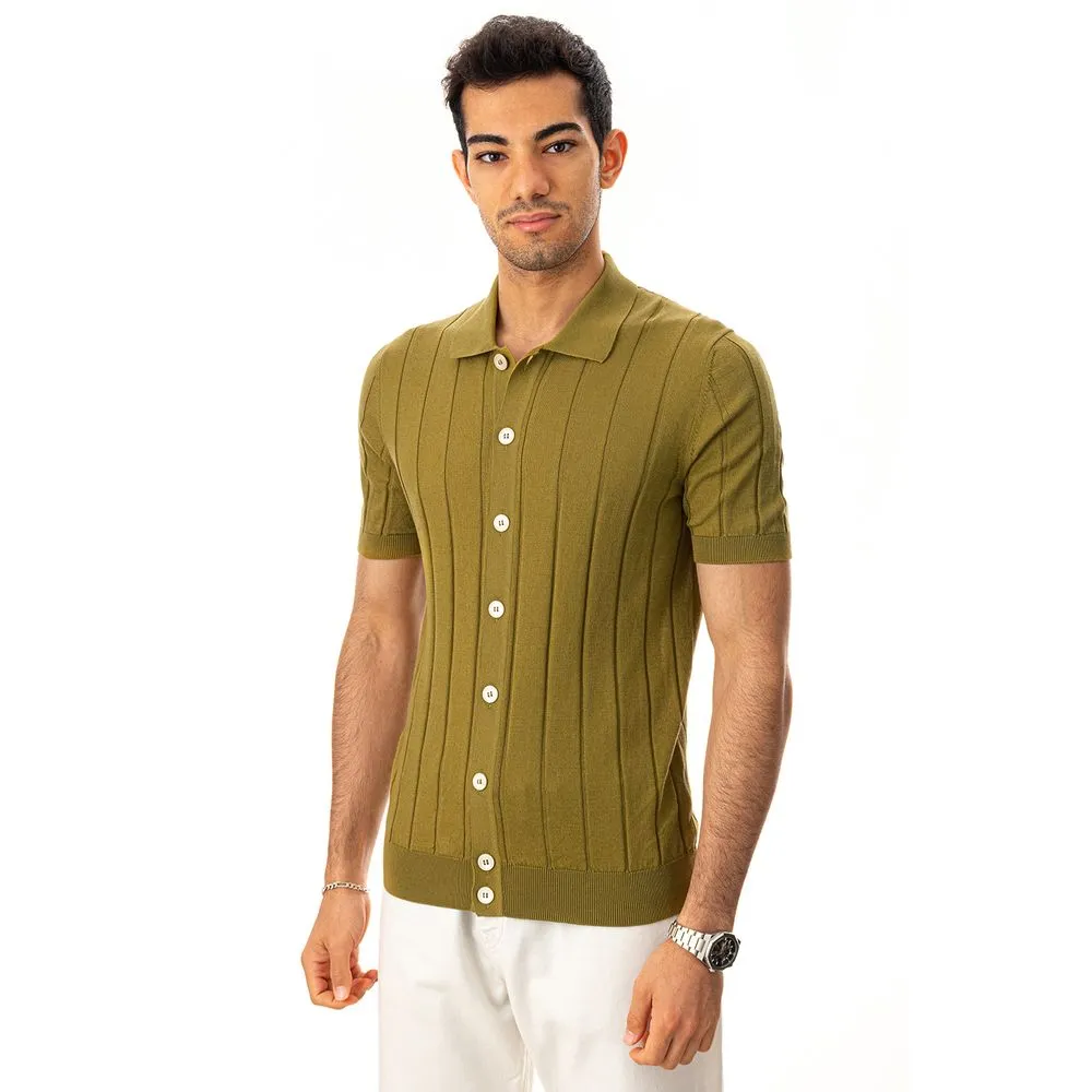 Elegant Green Cotton T-Shirt for Men