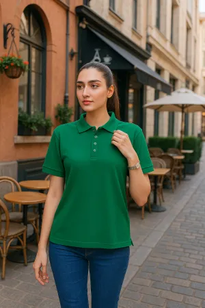 Emerald Green Polo with Slim-Fit Denim