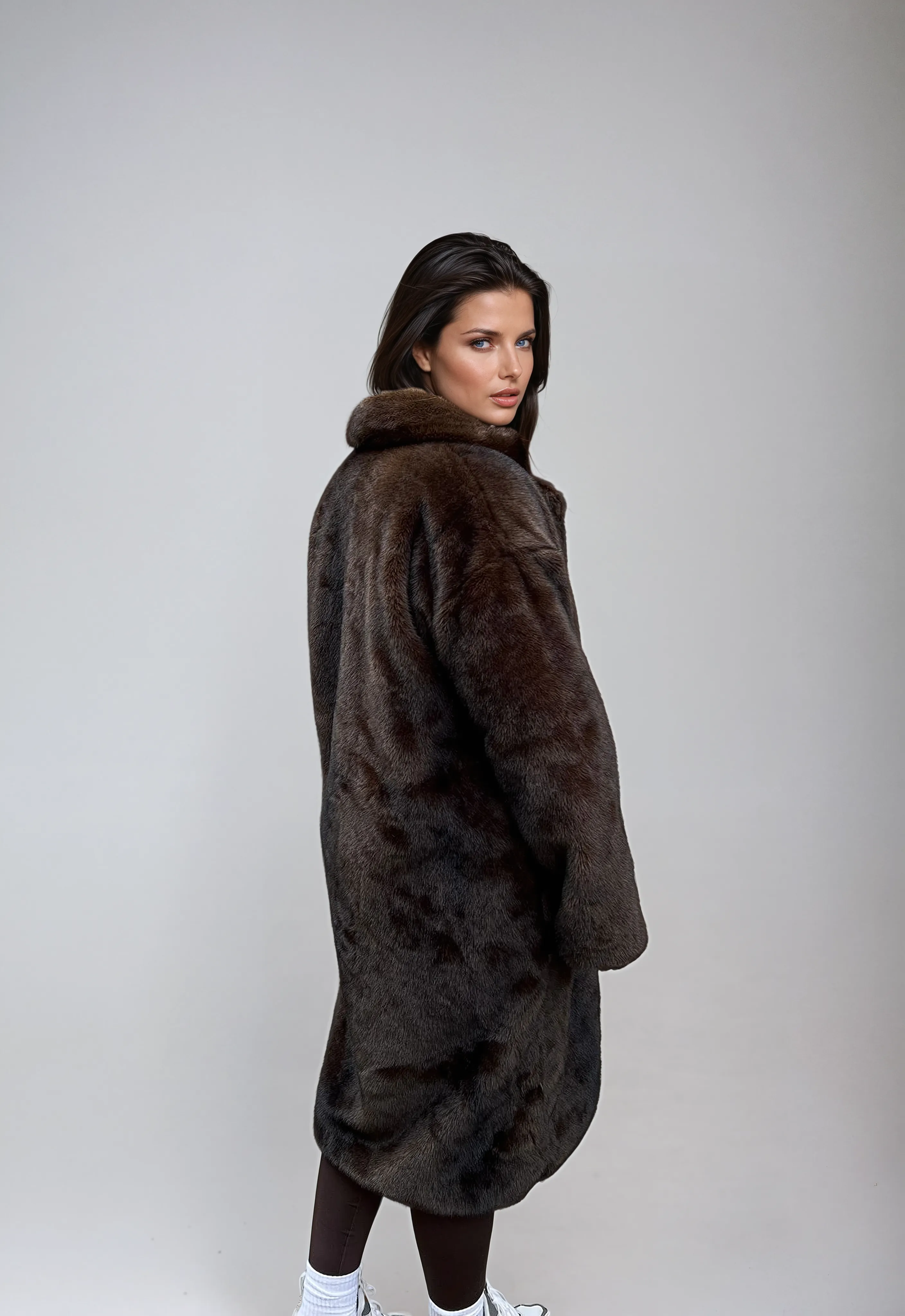 Emilia luxury long coat in imitation fur
