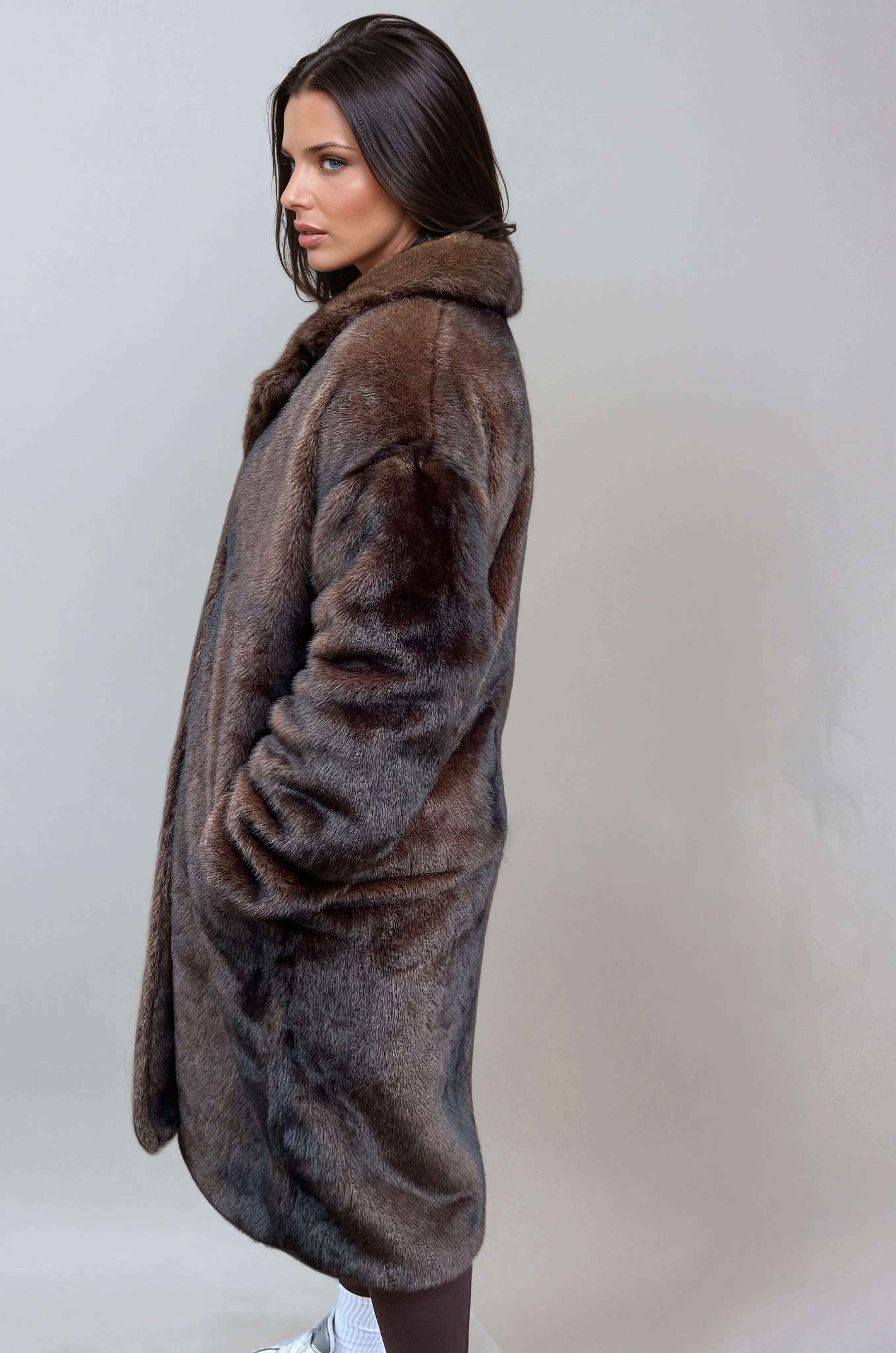 Emilia luxury long coat in imitation fur