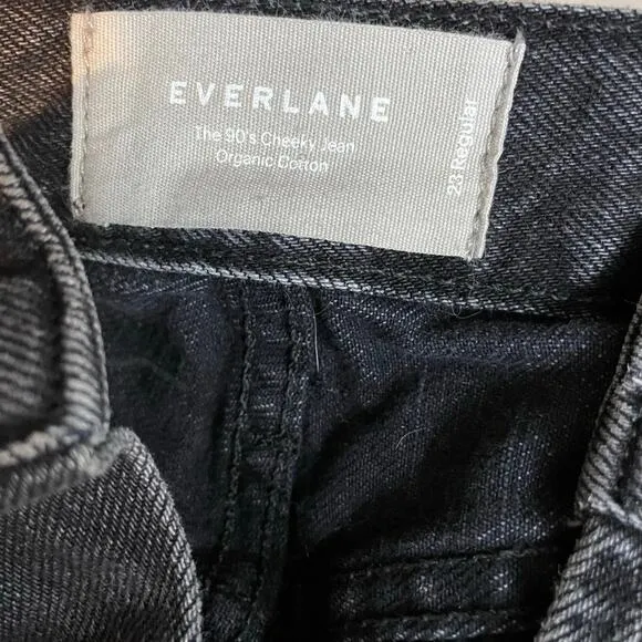 Everlane The 90s Cheeky Jean Organic Cotton Button Fly Washed Black Jeans 23