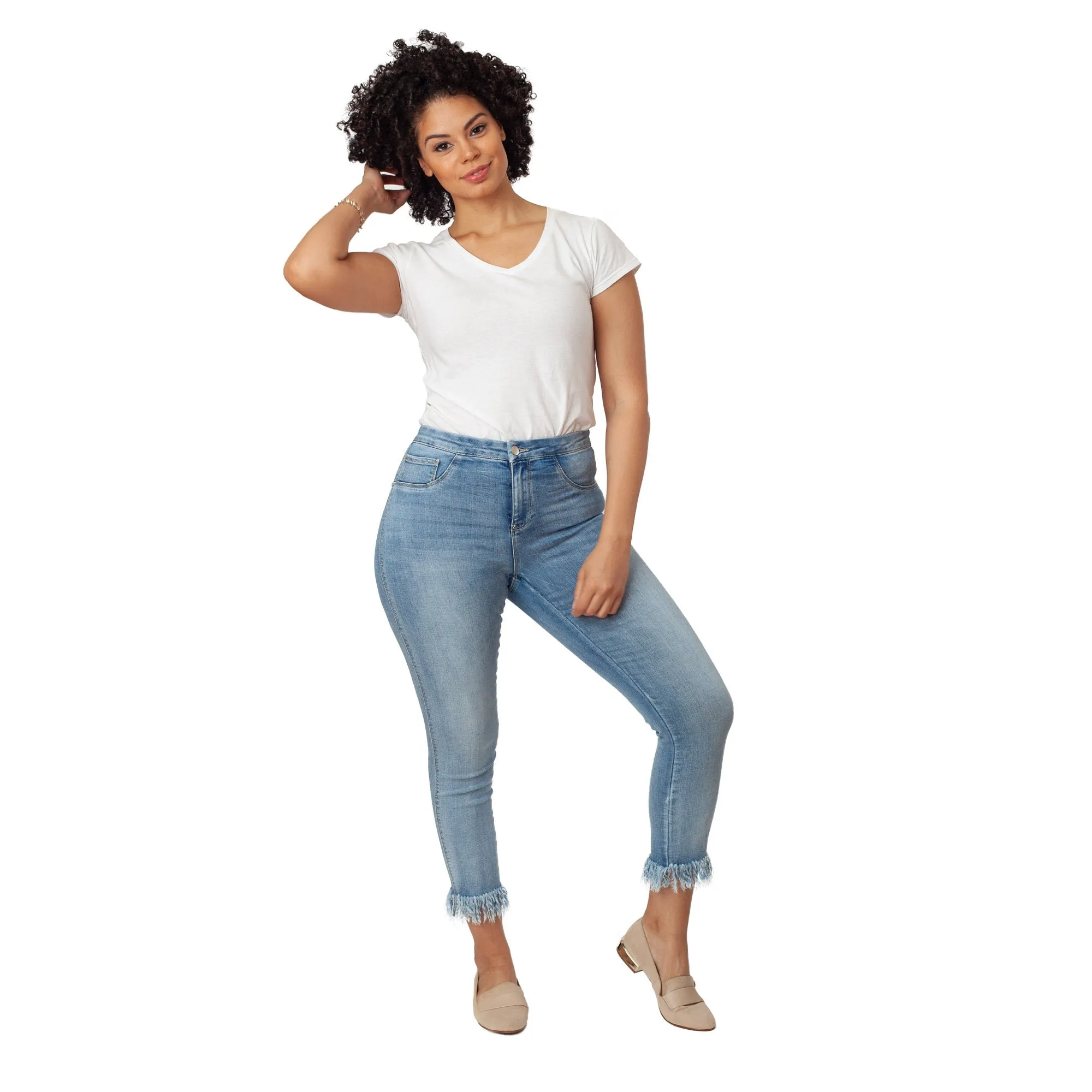 Fashion Style Fringed Leg Jeans