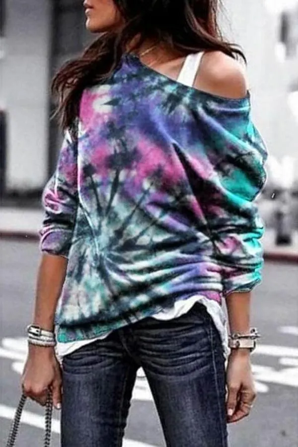 Fashionable Tie-dye Printed Sweatshirt (3 Colors)