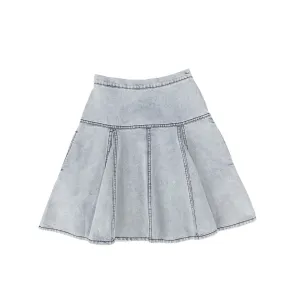 Flair contrast stitch light blue skirt by Bamboo