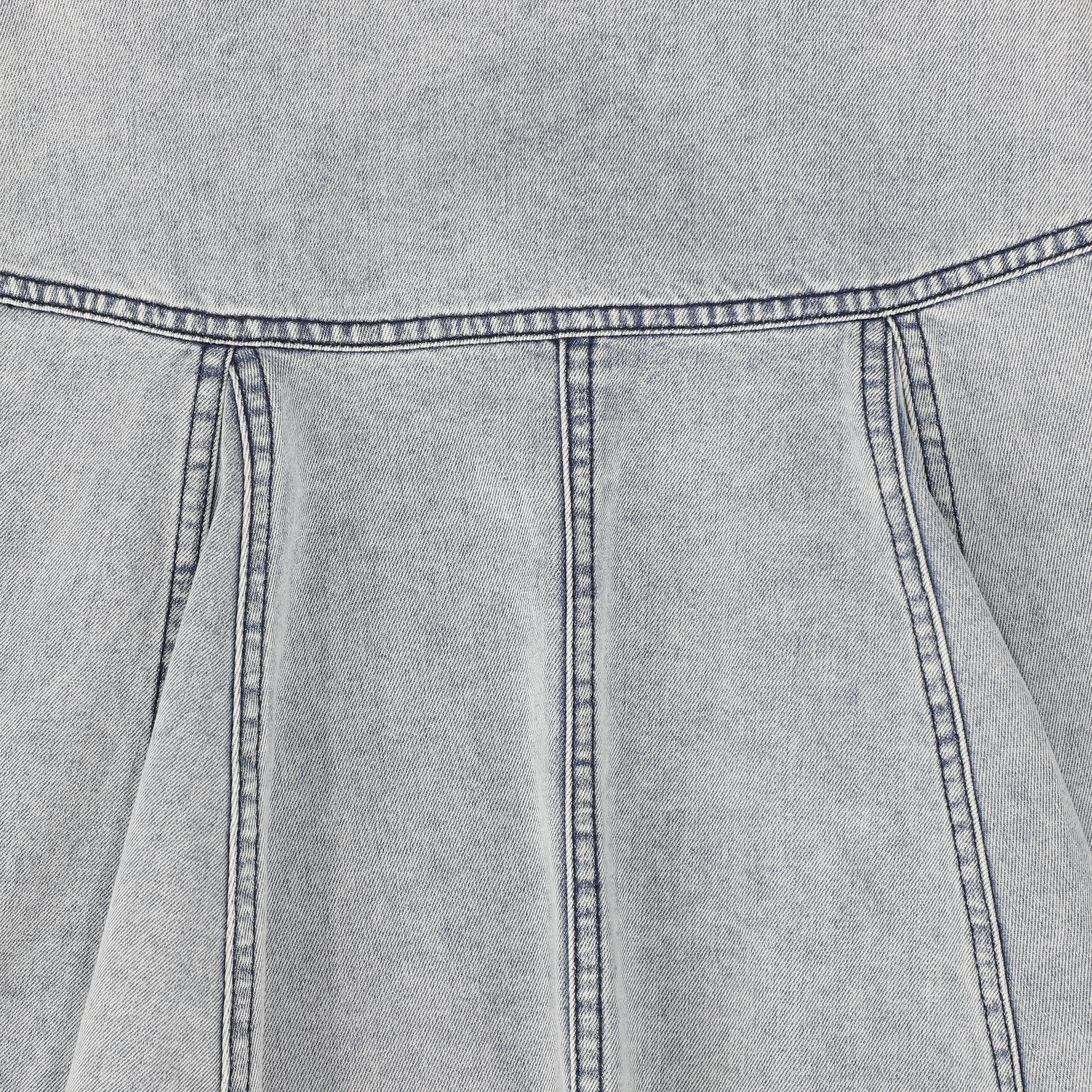Flair contrast stitch light blue skirt by Bamboo