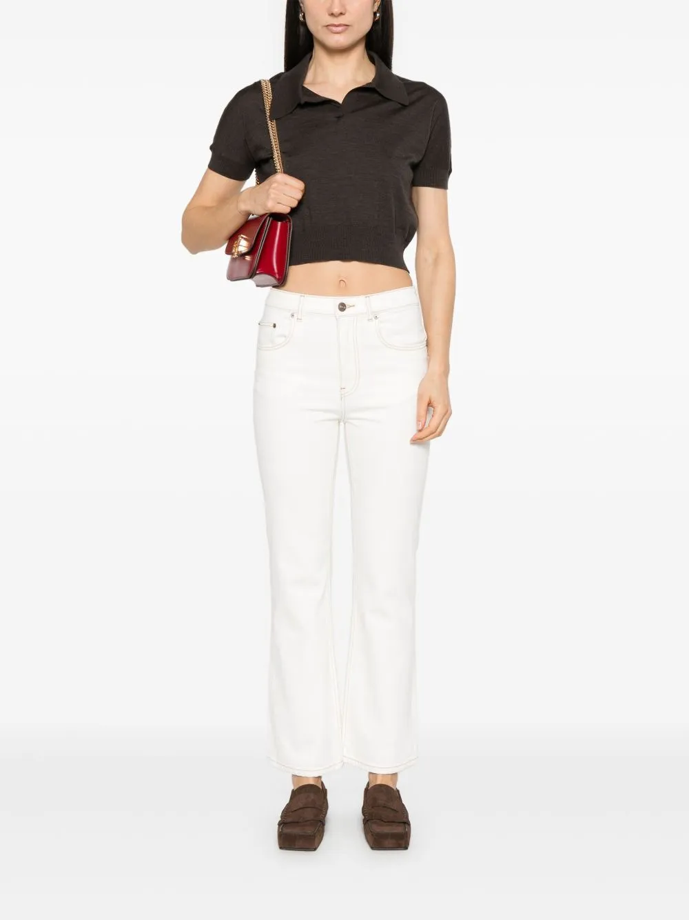 Flared leg denim jeans
