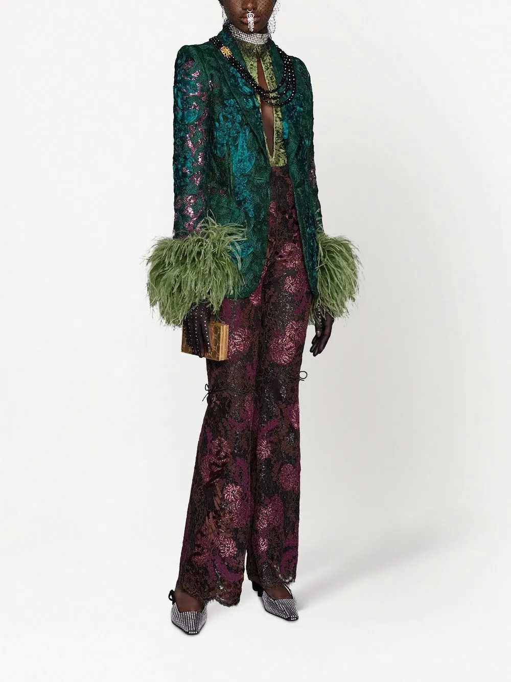 Floral Lace Single-Breasted Jacket