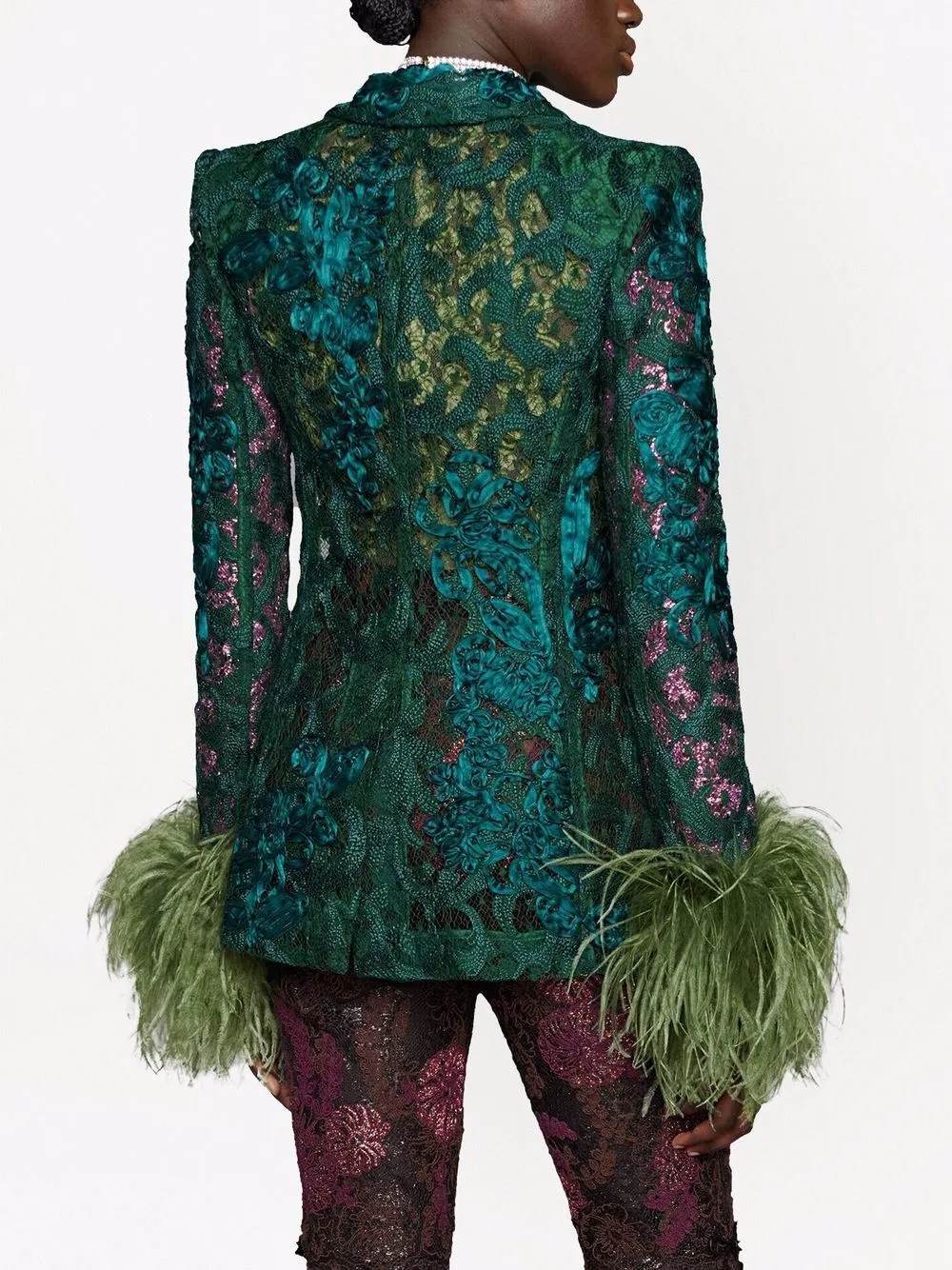 Floral Lace Single-Breasted Jacket