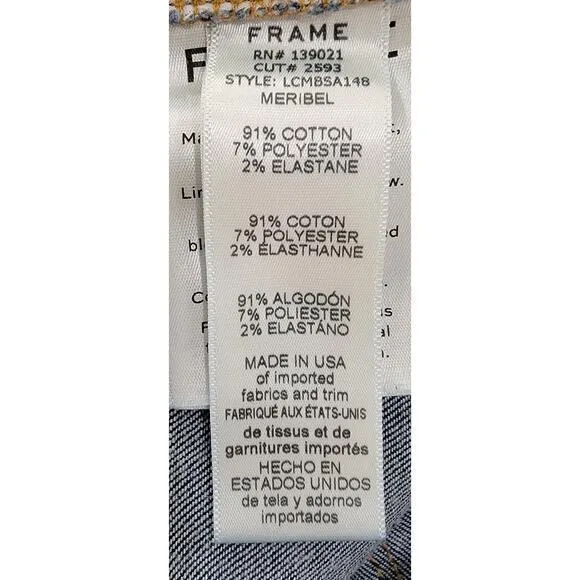 FRAME Le Crop Mini Boot Jeans Meribel‎ size 27 Ankle Snap Mid-Rise Structured