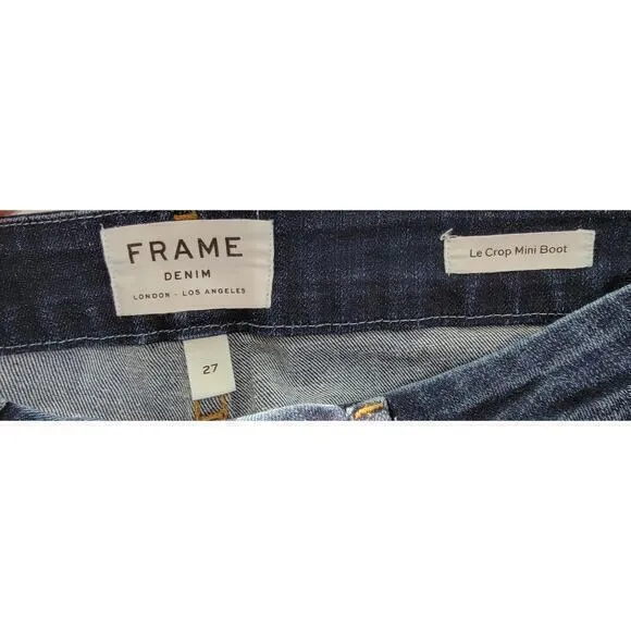 FRAME Le Crop Mini Boot Jeans Meribel‎ size 27 Ankle Snap Mid-Rise Structured