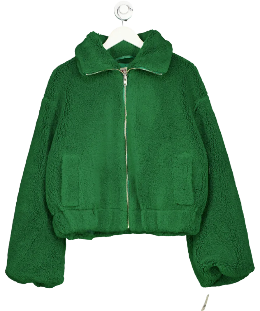 Free People Green Get Cozy Teddy Jacket UK S