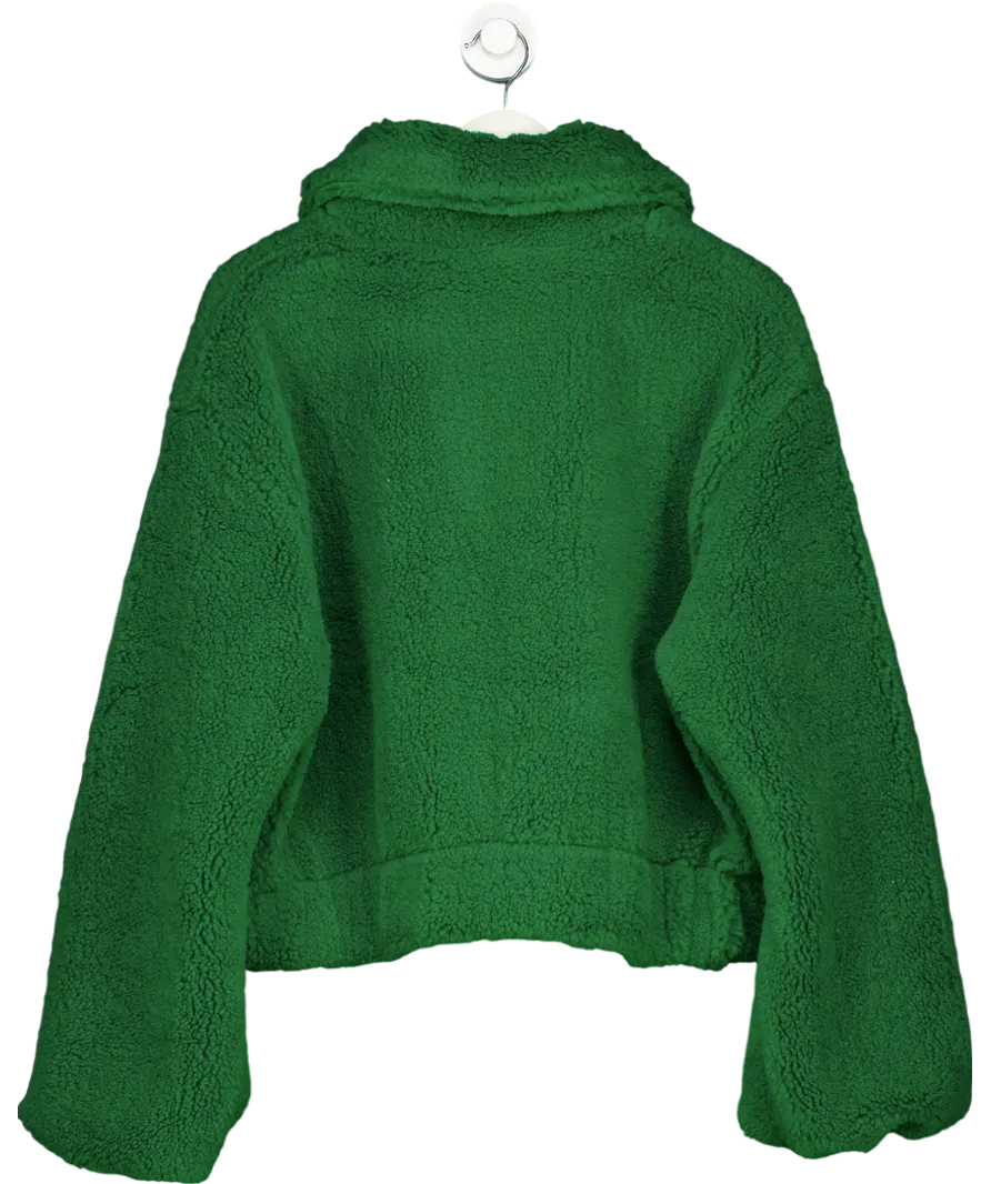 Free People Green Get Cozy Teddy Jacket UK S