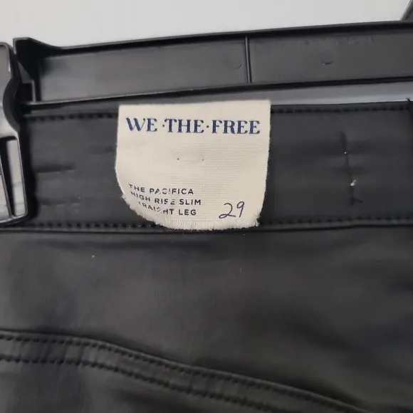 Free People Pacifica coated straight leg jeans in black
