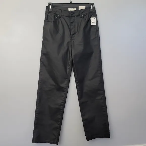 Free People Pacifica coated straight leg jeans in black