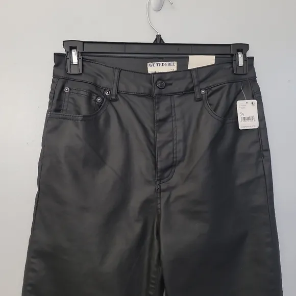 Free People Pacifica coated straight leg jeans in black