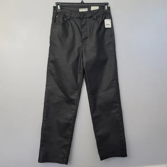 Free People Pacifica coated straight leg jeans in black