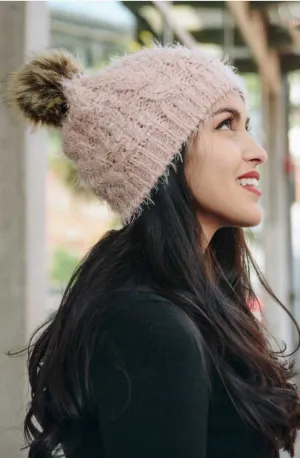 Fuzzy Blush Beanie