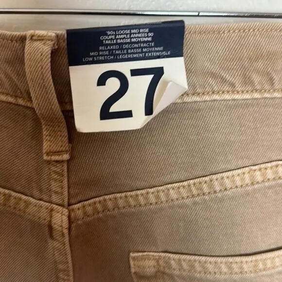 GAP Mid Rise '90s Loose Low Stretch Jeans with Washwell in Khaki Tan