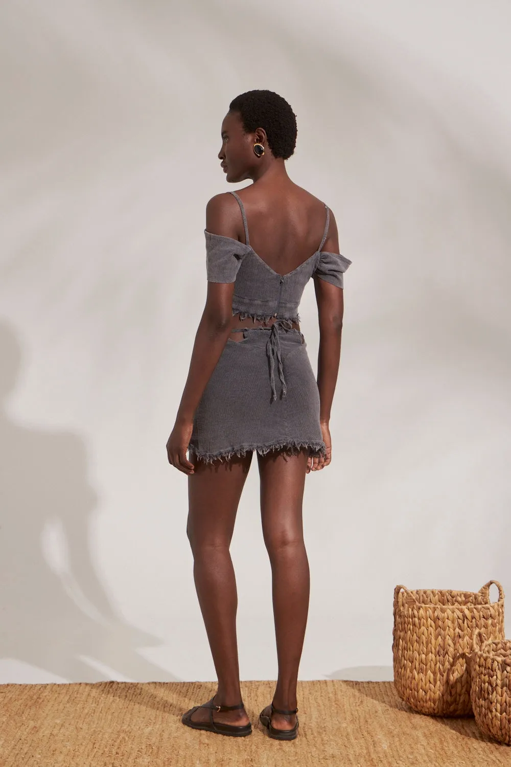 GAUZE MINI FRINGED SKIRT