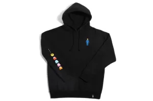 Girl Pac-Man Ghost Sleeve Embroidered Hoodie Black