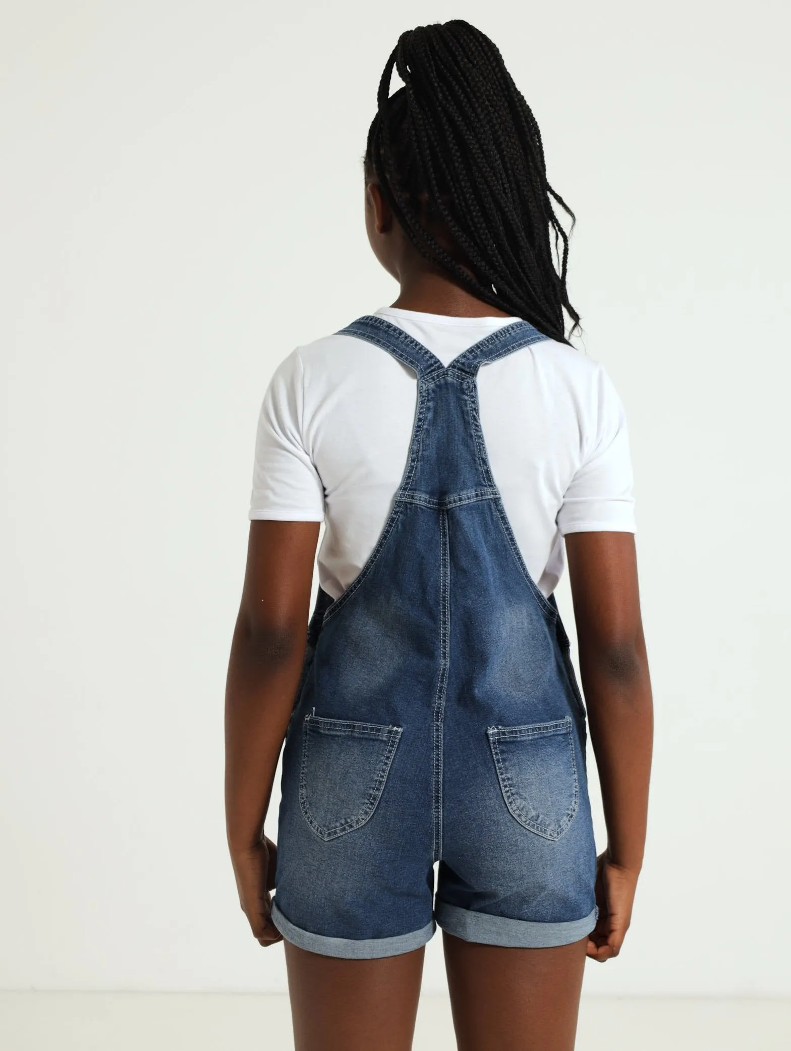 Girls Denim Dungaree - Light Blue