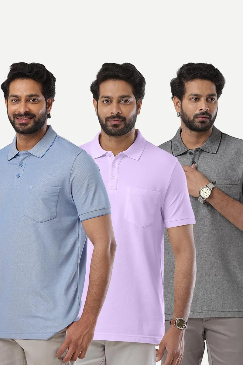 Golf Polo - Collar T-Shirts Pack Of 3 Combo For Men | Ariser