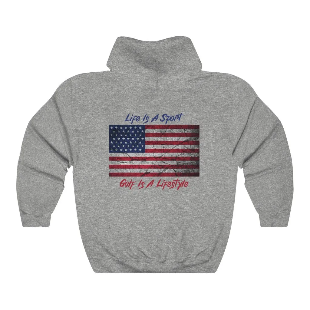 Golf Vintage American Flag 2-Sided Hoodie